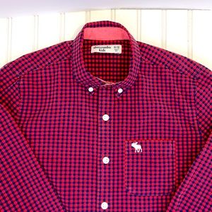 Abercrombie Kids Blue Red Plaid Long Sleeve Button Down Shirt Size 12